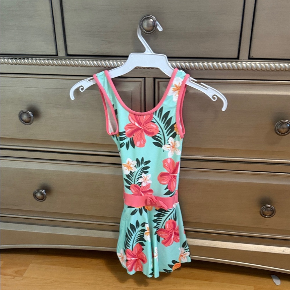 Floral Print Swimsuit with Pink and Green